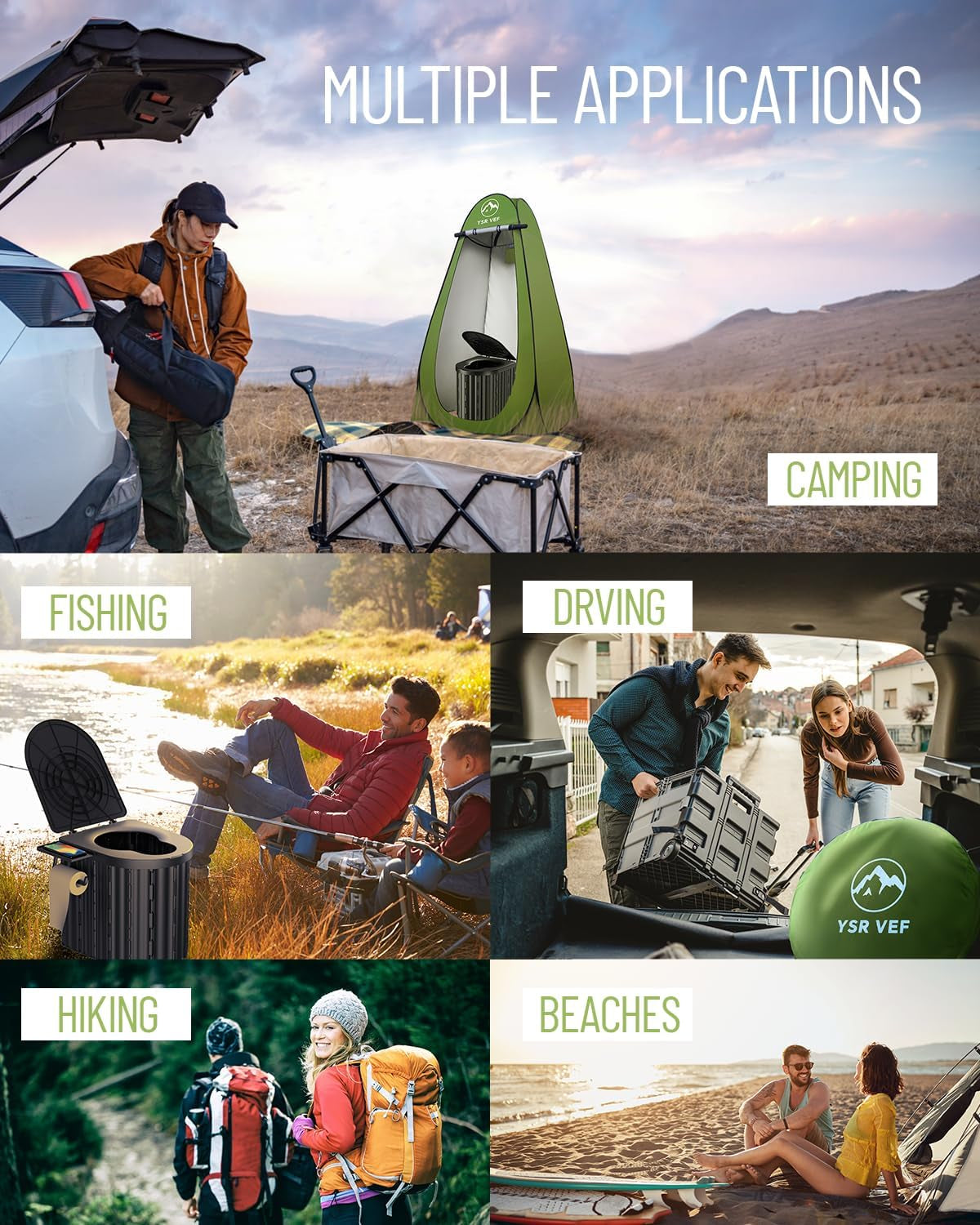 Camping Toilet with Pop-Up Privacy Tent and Liquid Waste Gel
