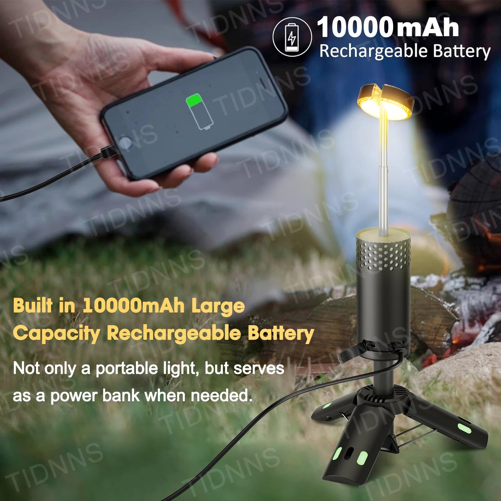 Rechargeable Telescopic Camping Lantern Dimmable Fishing Light
