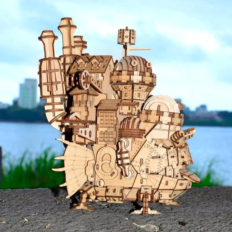 Colorful 3D Wooden Puzzle Magic Castle Movable Building Kit