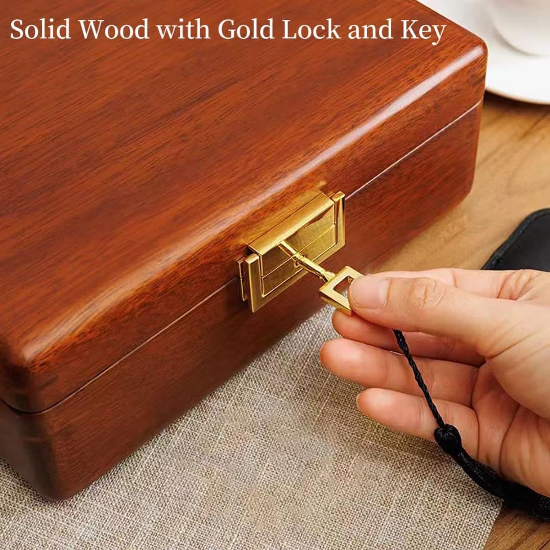 2 Layer Solid Wooden Jewelry Box with Lock and Key for Women Men
