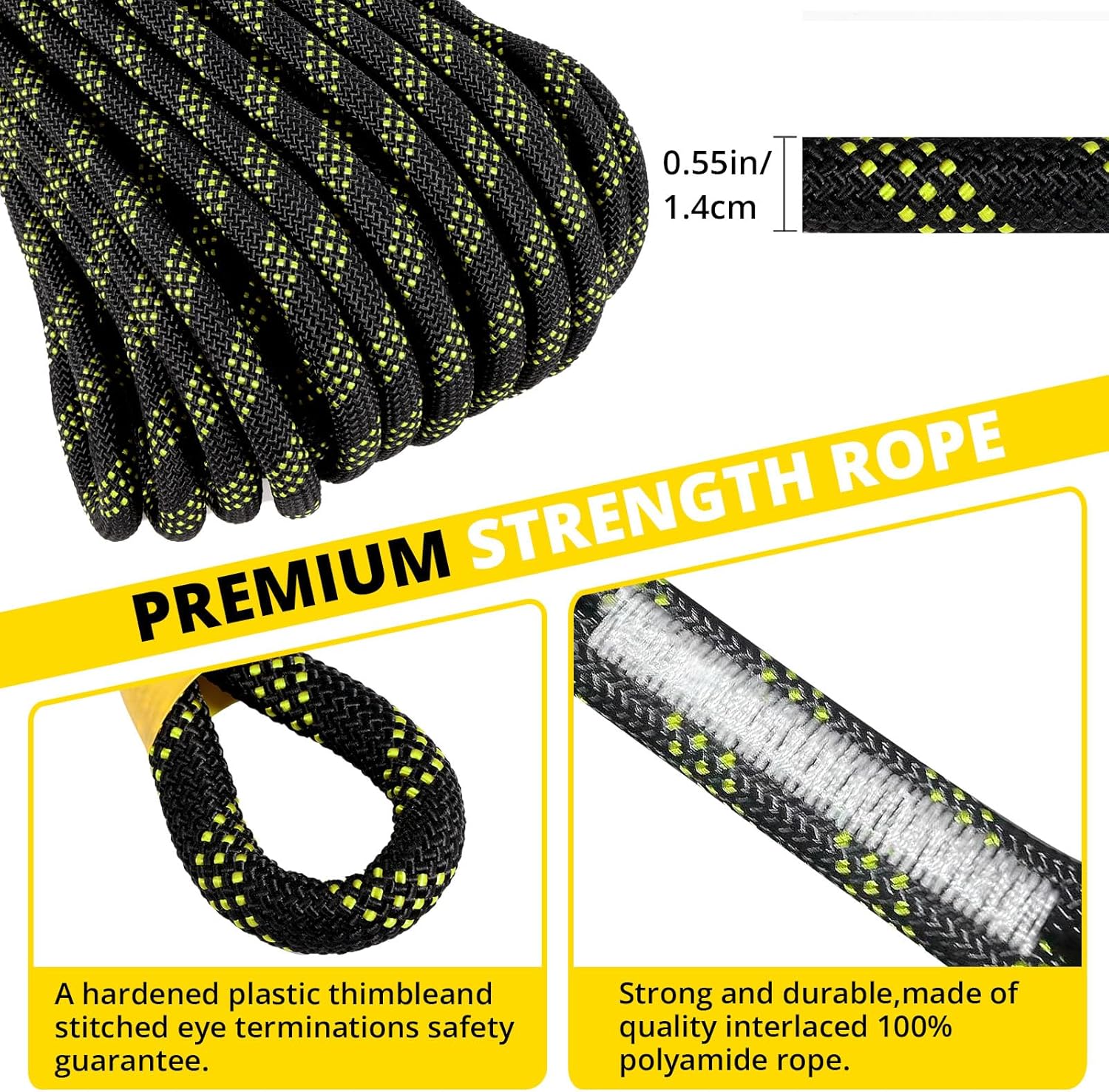 25Ft Vertical Roofing Rope with Safety Lanyard Harness