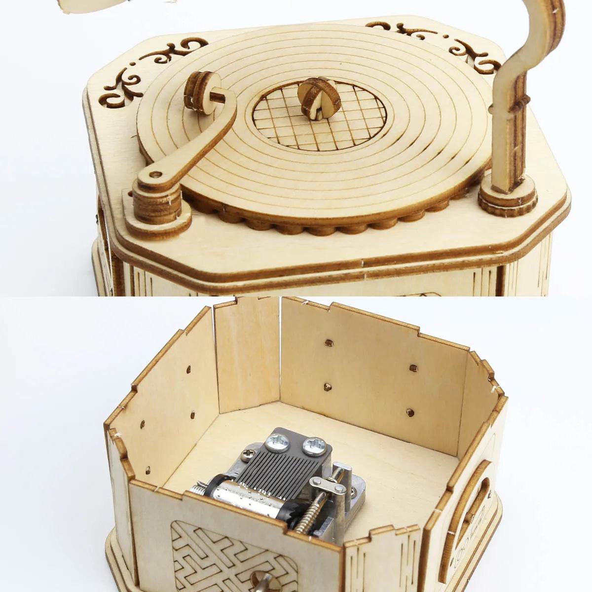 3D Wooden Gramophone Music Box Puzzle Kit for Teens & Adults