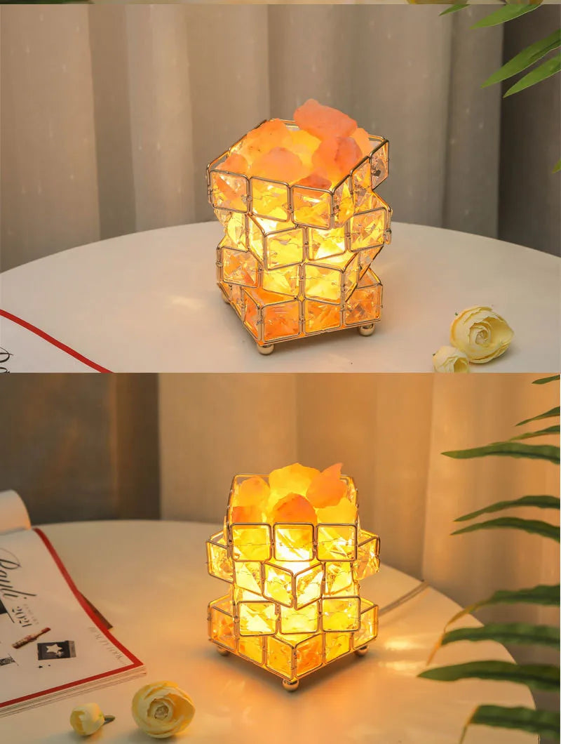 Himalayan Warm White Salt Lamp Natural Crystal Hand Carved Night Light