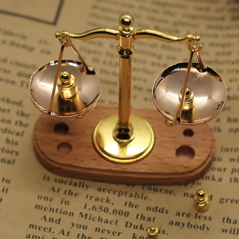 Mini Vintage Balance Scales Ornament Metal Antique Justice Model
