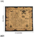 Pirate Treasure Hunt Map Vintage Retro Wall Art Canvas Poster