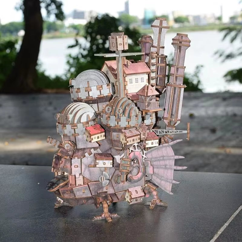 Colorful 3D Wooden Puzzle Magic Castle Movable Building Kit