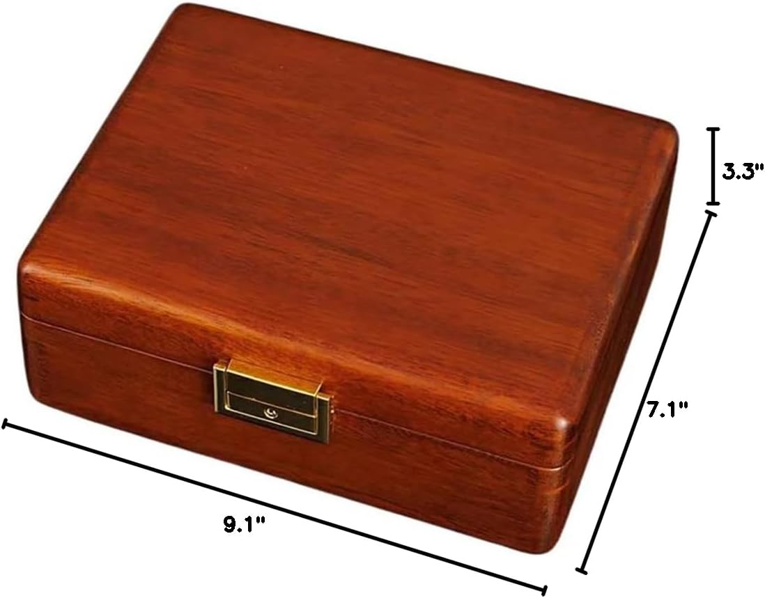 2 Layer Solid Wooden Jewelry Box with Lock and Key for Women Men