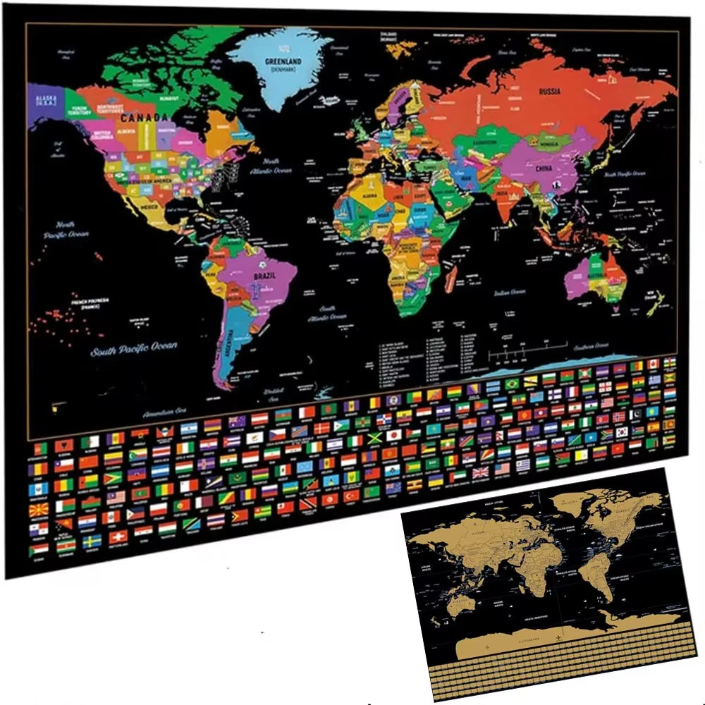 Deluxe Travel Scratch Maps with Detailed Country, Cities, Landmarks