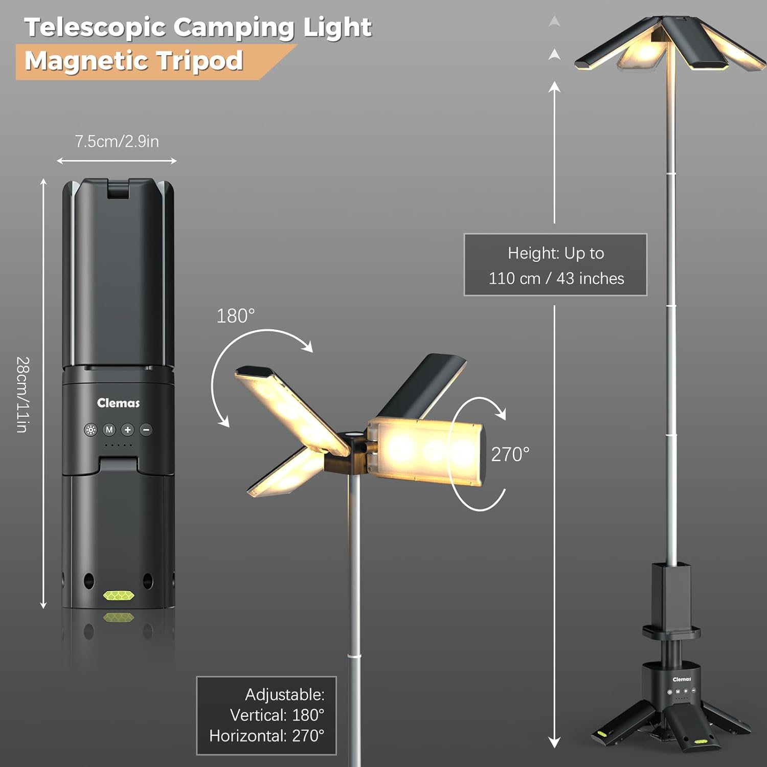 Telescopic Camping Lights Rechargeable Led Magnetic Lanterns