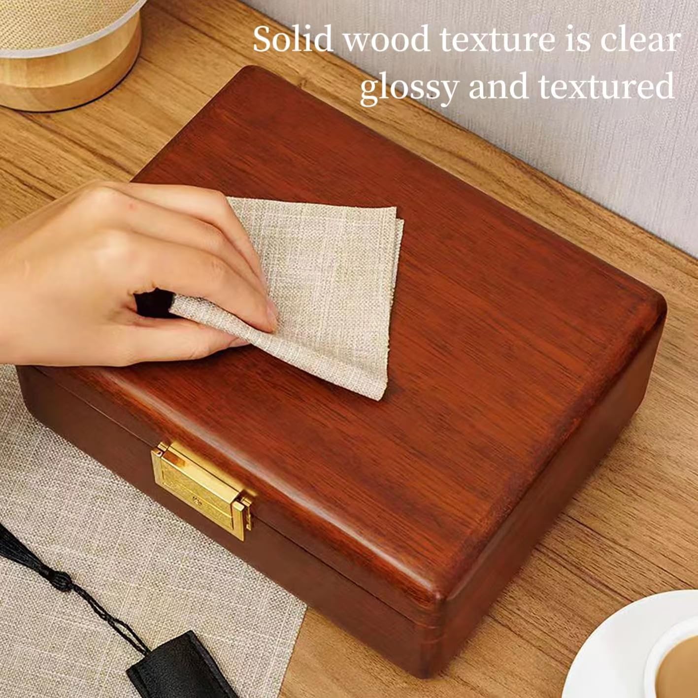 2 Layer Solid Wooden Jewelry Box with Lock and Key for Women Men