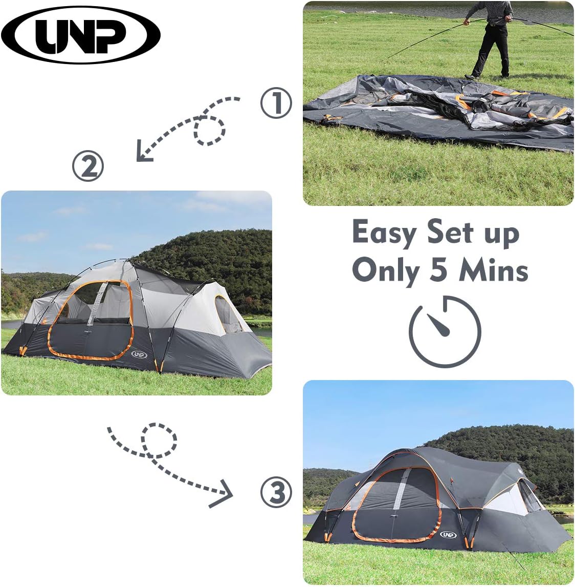 Spacious 10-Person Family Camping Tent