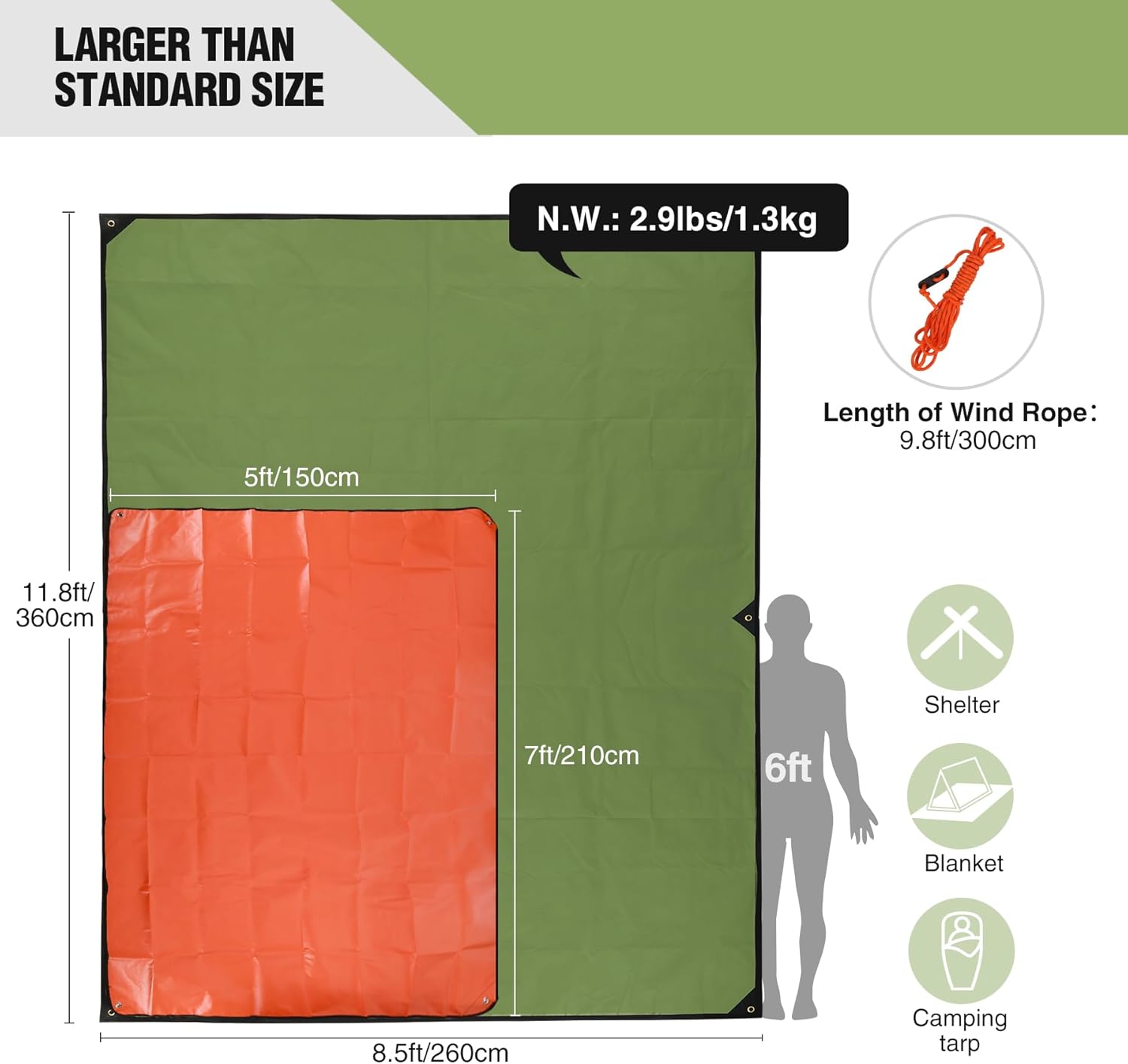 Heavy Duty Survival Blanket, Waterproof Emergency Thermal Tarp