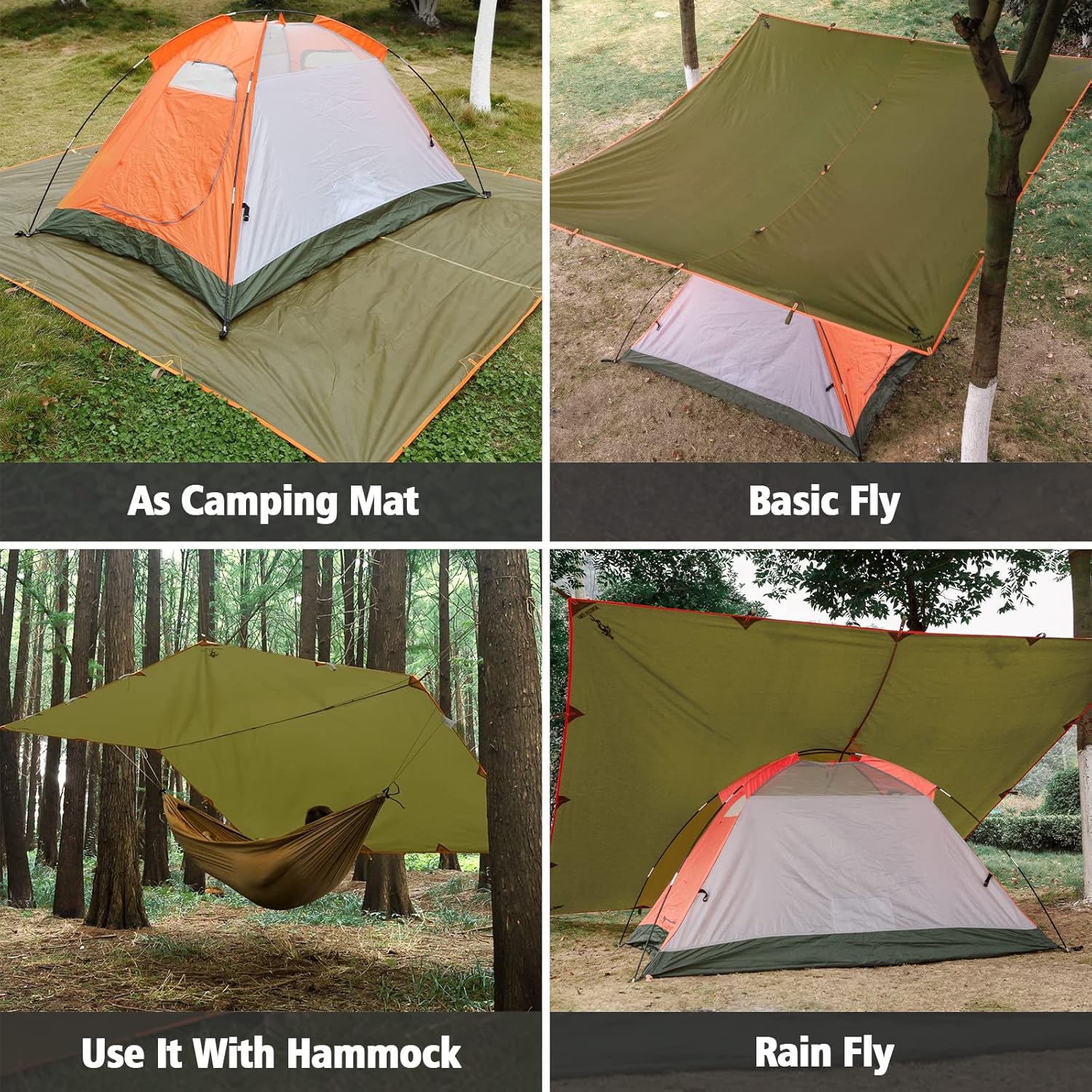 Waterproof Portable Tarp Multifunctional Outdoor Camping Traveling (Brown)