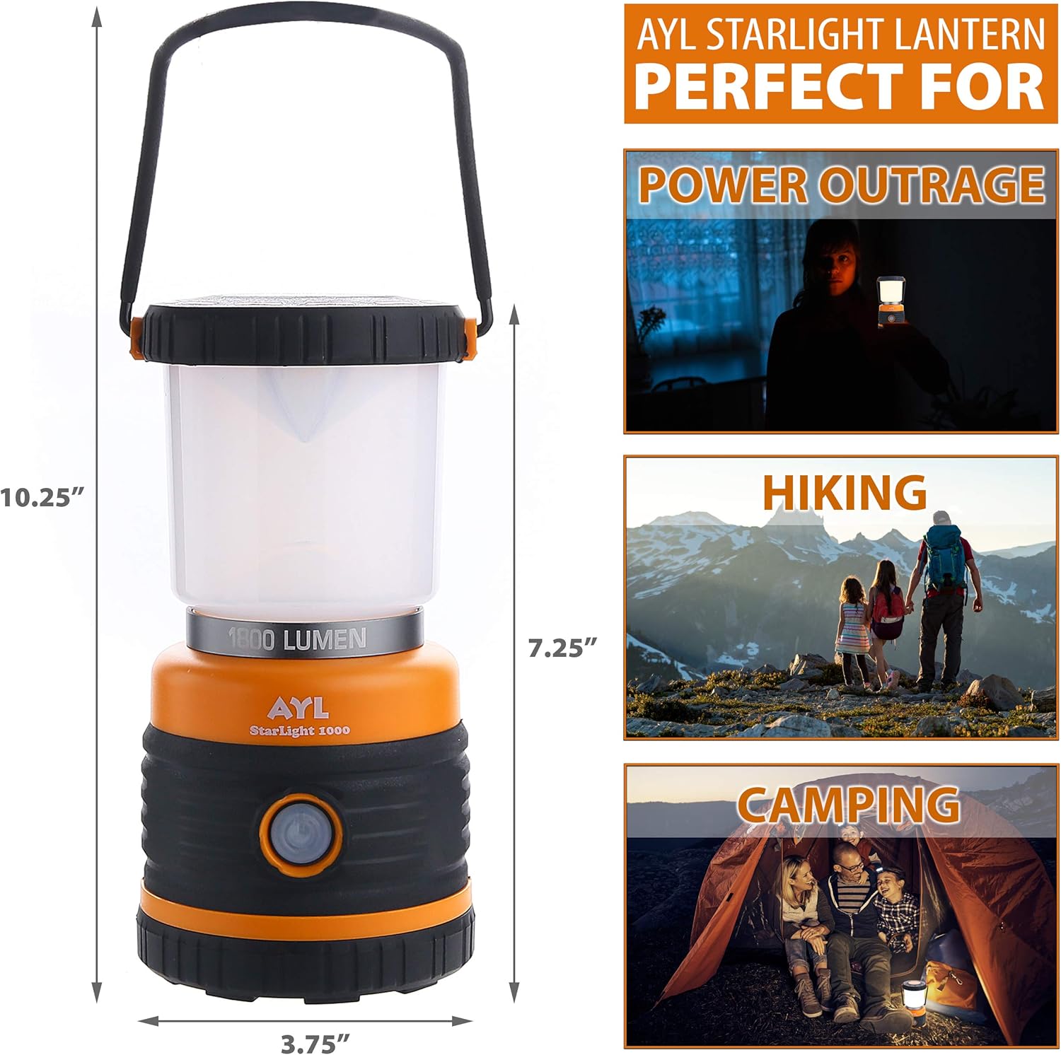 2 Pack LED Camping Lantern, Battery Powered LED 1800LM