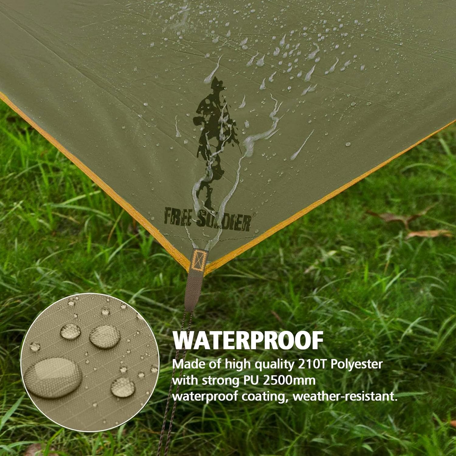 Waterproof Portable Tarp Multifunctional Outdoor Camping Traveling (Brown)