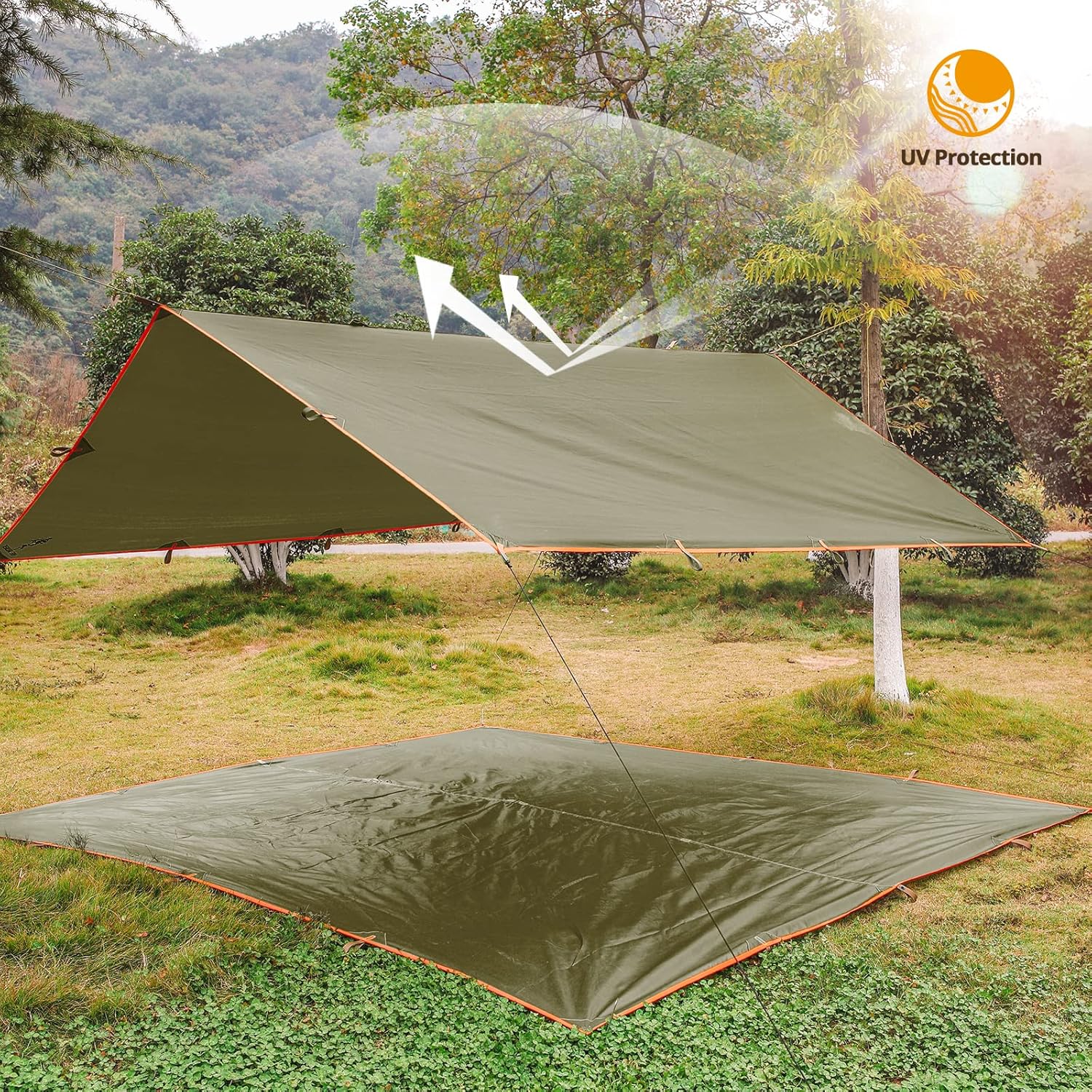 Waterproof Portable Tarp Multifunctional Outdoor Camping Traveling (Brown)