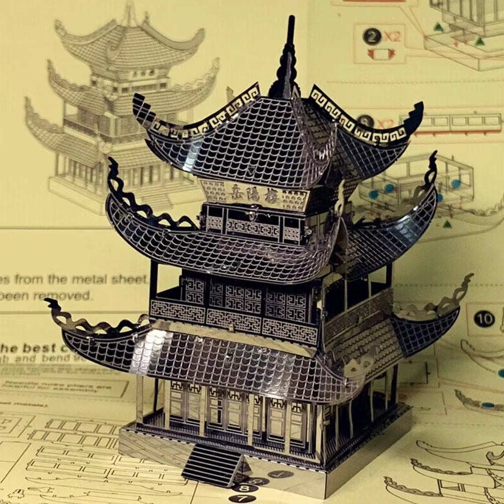 Yueyang Tower 3D Metal Puzzle Kit DIY Laser Cut Toy for Kids