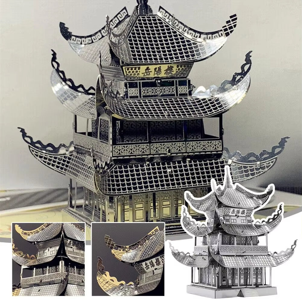 Yueyang Tower 3D Metal Puzzle Kit DIY Laser Cut Toy for Kids