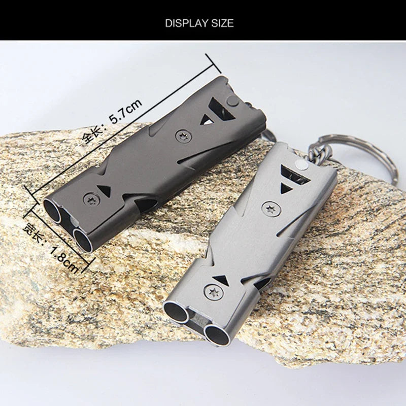 Portable Whistle Aluminum Alloy Double Tube SOS Survival Tool