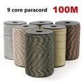 30M/ 50M/ 100M 550 Paracord 9-Core Military Standard Rope 4mm Survival