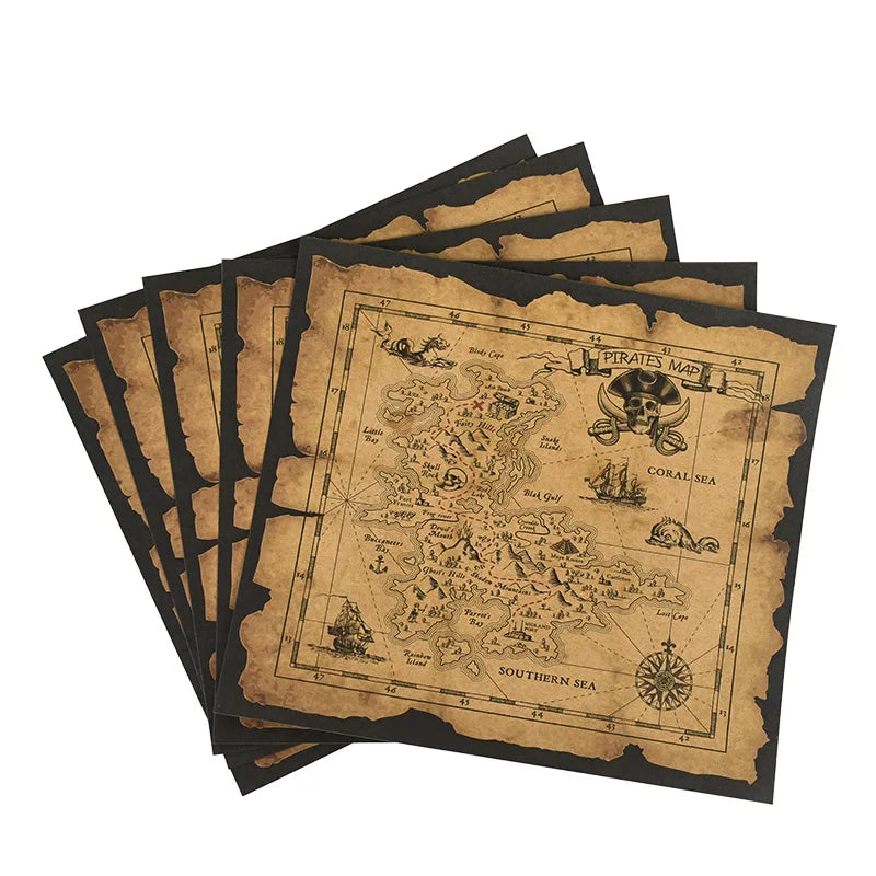 Pirate Treasure Hunt Map Vintage Retro Wall Art Canvas Poster