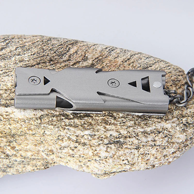 Portable Whistle Aluminum Alloy Double Tube SOS Survival Tool