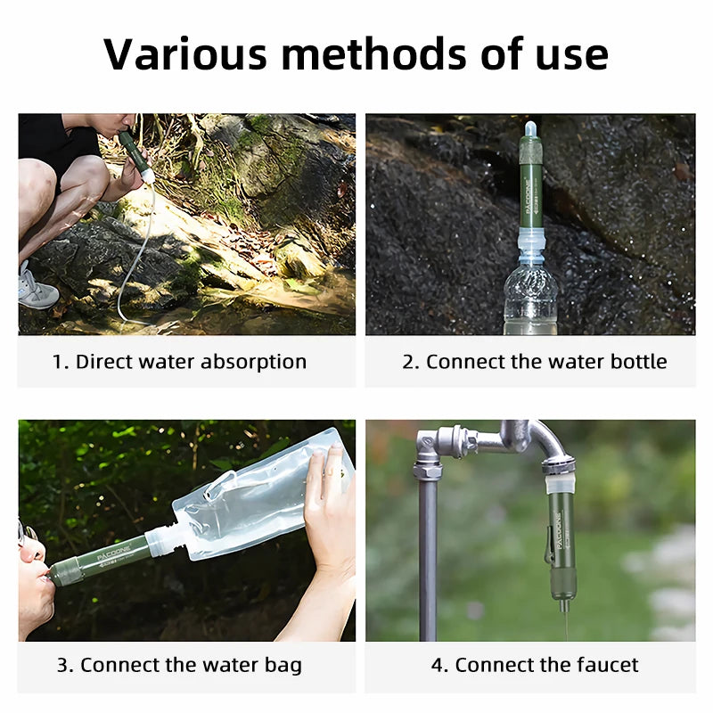 Mini Camping Water Filter Straw with Carbon Fiber for Survival