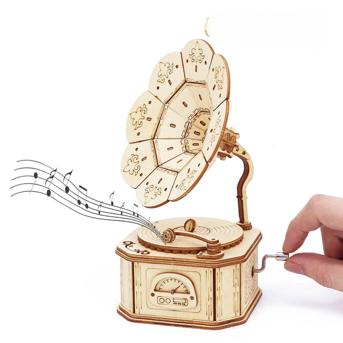 3D Wooden Gramophone Music Box Puzzle Kit for Teens & Adults