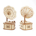 3D Wooden Gramophone Music Box Puzzle Kit for Teens & Adults