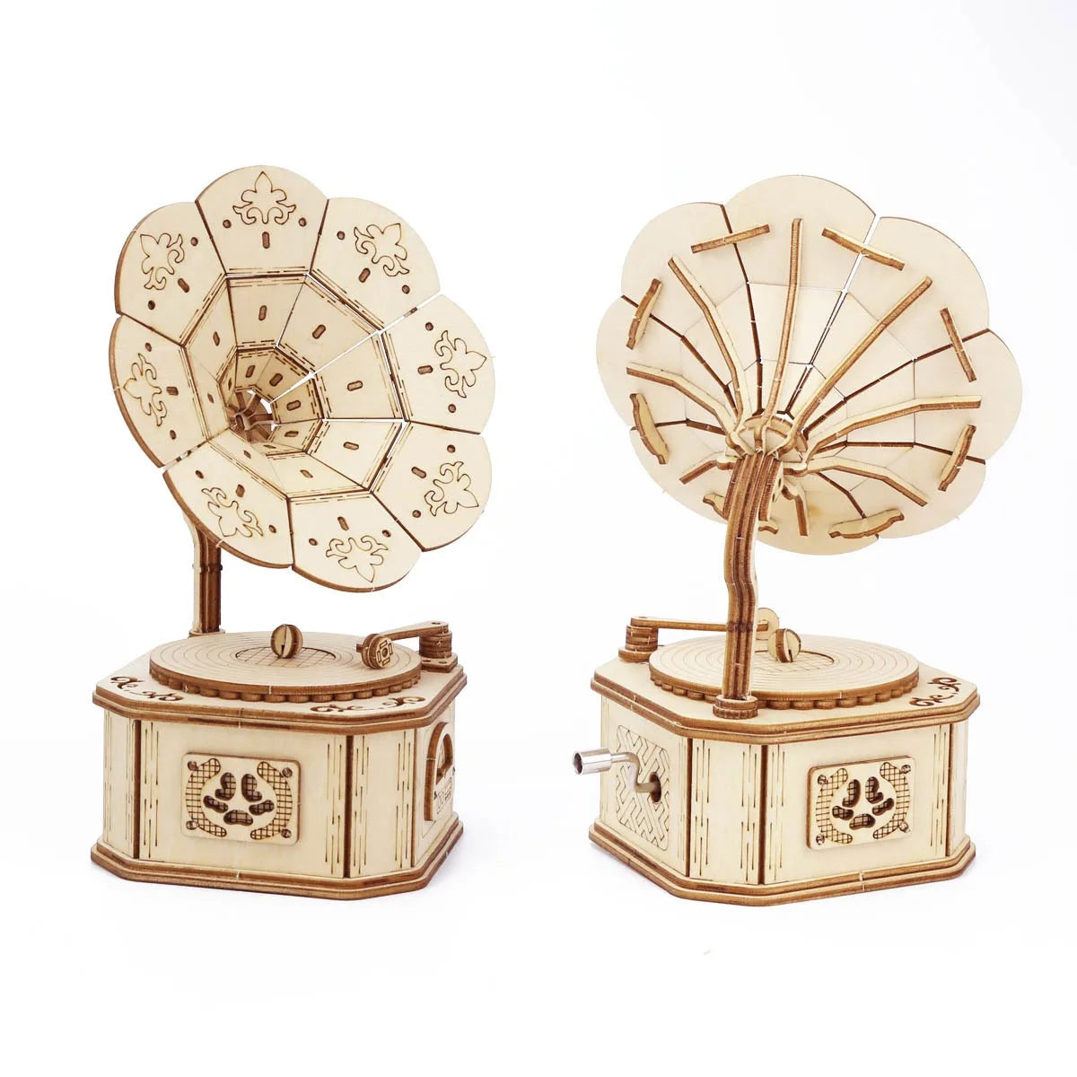 3D Wooden Gramophone Music Box Puzzle Kit for Teens & Adults