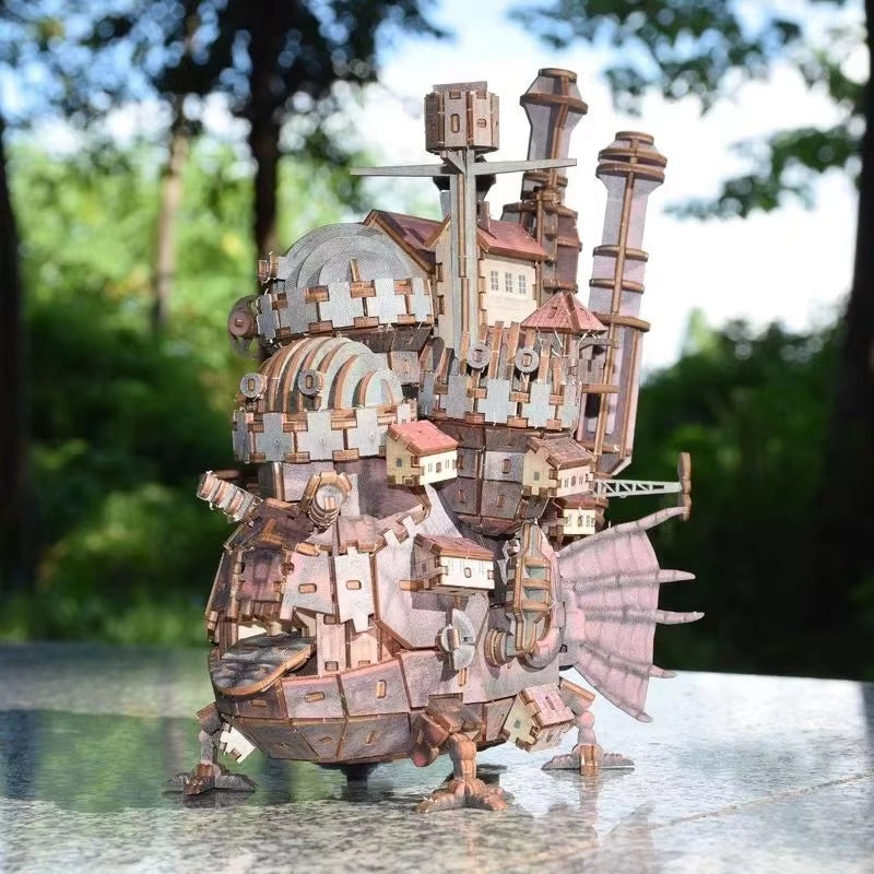 Colorful 3D Wooden Puzzle Magic Castle Movable Building Kit