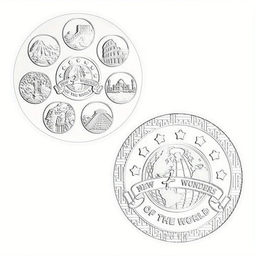 7 Wonders Silver Plated Commemorative Souvenir Coin Set
